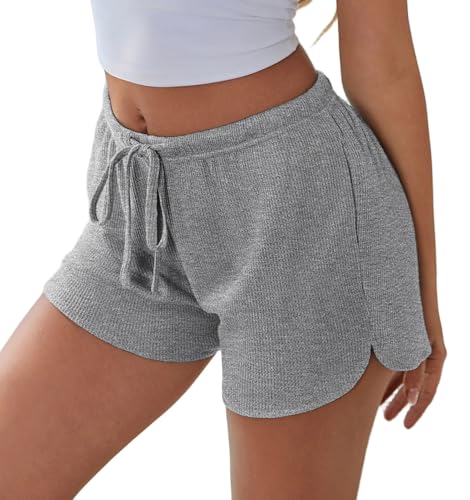 Image of Ekouaer Womens Waffle Knit Pajama Shorts Soft Drawstring Lounge bottoms Casual Workout Shorts with Pockets