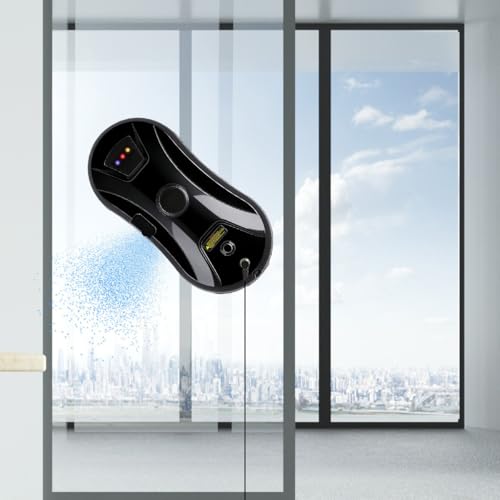 Image of Window Cleaner Robot with Ultrasonic 5600PA Auto Water Glass Cleaning Automatic Smart Robot Cleaner,Window Vacuum Cleaner with Control Windows /Tiles /Class Door Indoor Outdoor (Black)