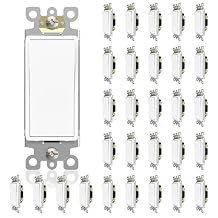ThunderWay Matte White Single-Pole Decorator Wall Light Switch, Decorative Paddle Rocker Switch Replacement, 15A 120/277V, UL Listed for Residential Grade Applications, 30 Pack