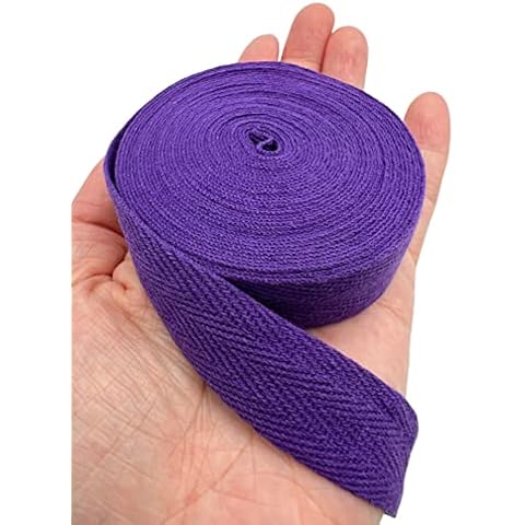 PEPPERLONELY 5 Yards 20mm (3/4 Inch) 100% Cotton Herringbone Twill Cotton Type Natural Webbing Type Bias Binding Type for DIY Crafts Sewing Knit - Purple Cover