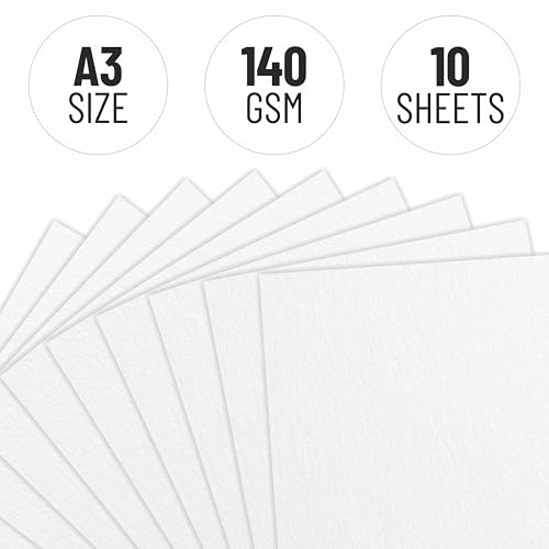 Image of Anupam A3 Artists Sketching & Drawing Paper 140 GSM 10 Loose Sheet for Sketching & Drawing with Pencil, Charcoal, Graphite, Chalk, Oil Pastel & Wax Crayon for Artist's & Amateurs (Pack of 5)