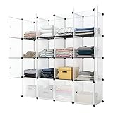 KOUSI Portable Storage Cubes-14 x14 Cube (16 Cubes)-More Stable (add Metal Panel) Cube Shelves with...