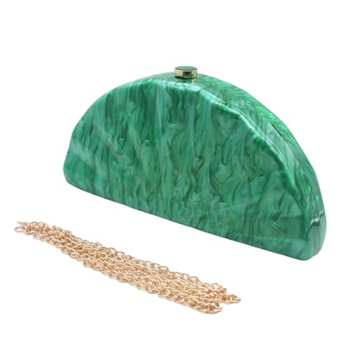 Image of Acrylic Fan Shell Clutch Purse Elegant Marbled Unique Handbag with Detachable Chain for Party Cocktail Wedding