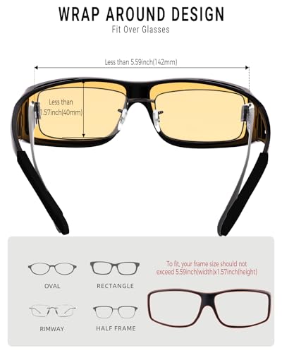 Image of Night Driving Glasses for Men Women Fit Over Sunglasses Anti Glare Polarized HD Night Vision Glasses