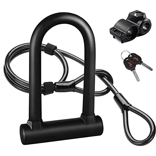 Kastewill Bike Locks Heavyduty Anti Theft Secure Combination Bike U Lock With16Mmshackle 5.9Ft Length Security Cable Keys And Sturdy Mounting Bracket For Bicycle Motorcycle And More(Black Steel Wire) #TOP3