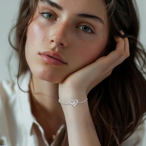 Opal Bracelet Anklet 925 Sterling Silver Adjustable Opal Turquoise Moonstone Bracelets for Women Opal Heart Bracelet Jewelry Gift for Birthday Christmas3