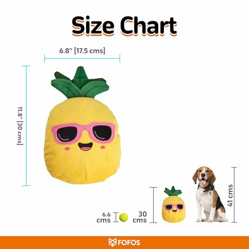 Image of BarkButler x FOFOS Summer Tough Dog Toy Pineapple - Plush & Squeaky Toys for Dogs, Dog Toys for Large Dogs (5-30kgs) - Yellow