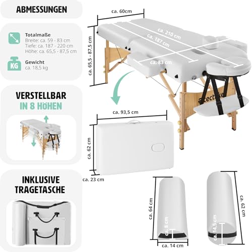 Massageliege tectake 2 Zonen klappbar – praktischer Massagetisch
