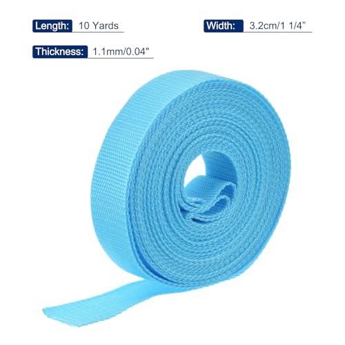 Image of MECCANIXITY Lightweight Polypropylene Webbing Strap 1 1 /4 inch 10 Yard Backpack Strapping Band Sky Blue for Outdoor Luggage Cargo Straps