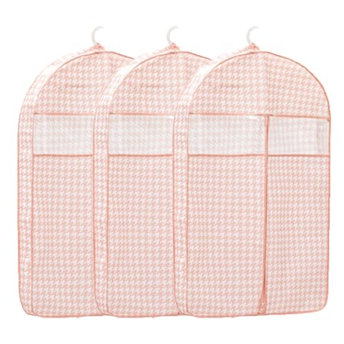 Hanging Garment Bags for Closet Storage Jackets, Coats and Suits, 3 Packs Clothes Covers for Wardrobe with Clear Window(Pink,88 * 58 * 9cm/35 * 23 * 3in)