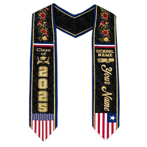 MonkeyVan Personalized Liberia Graduation Stole, Liberian Graduation Sash, Liberia Flag Graduation Stole, Class of 2025 Lb2