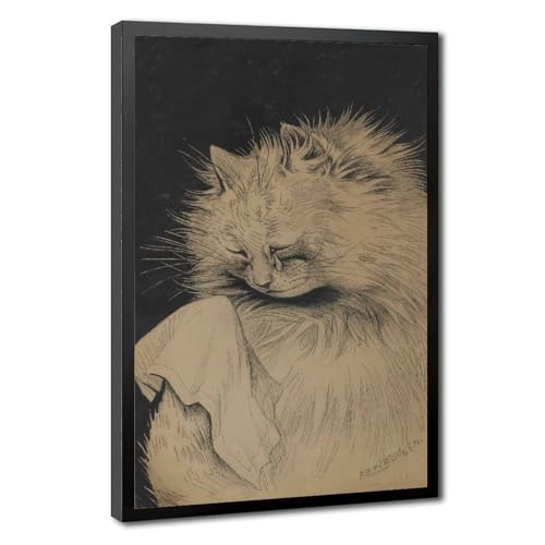 Toile chat pleureur Louis Wain cadre à suspendre décoration murale salon 20x30