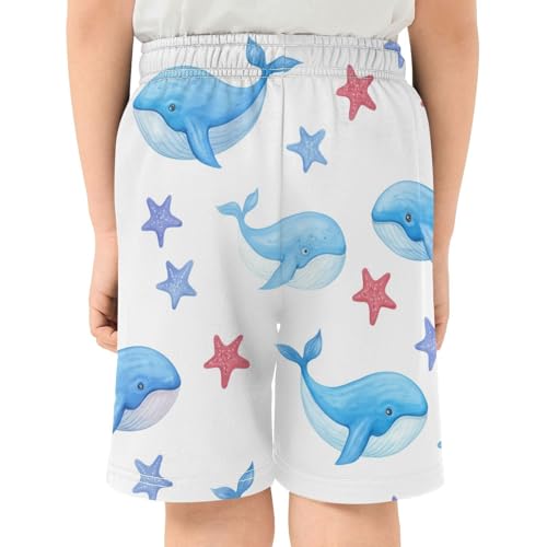 J JOYSAY Starfish Whale Blue Boys Athletic Shorts Kids Youth Casual Shotrs with Elastic Waistband Pockets3