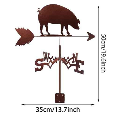 Veleta de jardín de metal retro con estaca decorativa e indicador de viento de animales 8