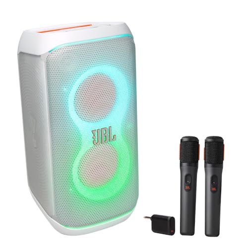 Image of JBL PartyBox Club 120 Portable Party Speaker Bundle with Wireless Microphone System (White)