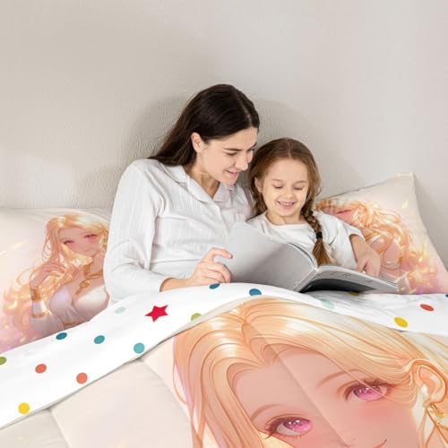 Image of Erosebridal Kawaii Girly Comforter Set 3D Anime Gifts Bedding Sets, Japanese Girl Bedding for Kids Girls Lady Women Aesthetic Princess Bedding Comforter Sets Twin Size