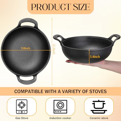 Layhit-2-Sets-Cast-Iron-Wok-with-Loop-Handle-98-Inch-Mini-Wok-Nonstick-Coated-Flat-Bottom-Wok-Stir-Fry-Pans-Pre-Seasoned-No-Chemical-Grilling-Wok-Suitable-for-Induction-Electric-Gas-All-Stoves-Black