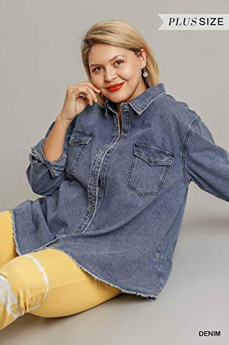 Umgee Women's Denim Shacket Shirt Jacket2