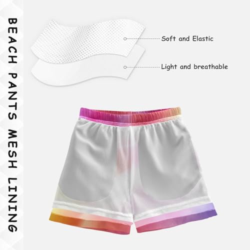 Pigsaly Boys Swim Trunks Bright Rainbow Orange Pink Gradient Boys Board Shorts Swimsuit Swimwear Summer Bathing Suit S4