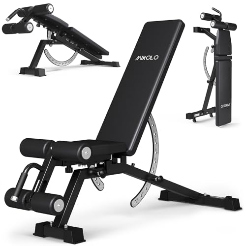 Mikolo 1200LB Weight Bench, Adjustable Workout Bench with Detachable Leg Support, Vertical Storage...