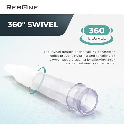 Image of ResOne Oxygen Tubing Swivel Connector, 1‑Pack - Male /Female 360 Rotating O2 Hose Coupler for Standard Oxygen Tubing, Leak‑Resistant Barbed Design (Pack of 2)