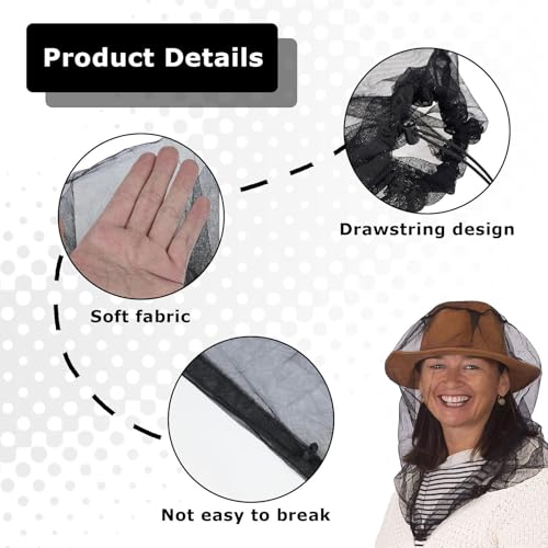 banjiabb 2 Pack Moskitonetz Kopf,Imkerhut,Hut Mit Moskitonetz,Head Net Face Mesh Head Cover For Outdoor,Moskitonetz Hut,Camping, Hiking, Fishing, Gardening, Safari
