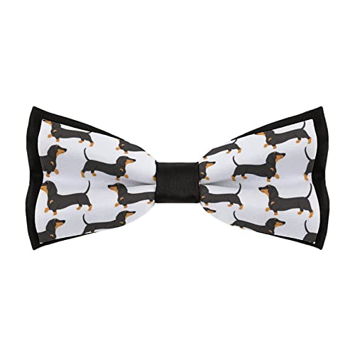 Dachshund in Action Men's Bow Tie Pre-Tied Adjustable Bowtie Necktie Design for Gift