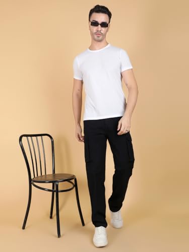 Image of KOTTY Men's Streetwear Style Utility Cargo Pants with Drawstring Waist and Flap Pockets
