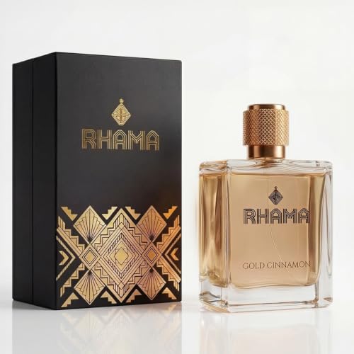 Image of Rhama Gold Cinnamon Perfume for Men 50ml | Long Lasting Premium | Spicy Amber Leather Warm Spicy Scent | Eau De Parfum