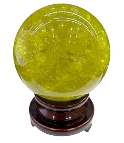Sphère en citrine quartz véritable avec son support en bois