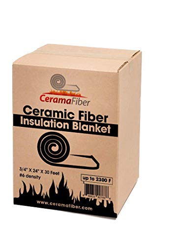 ceramafiber Ceramic Fiber Insulation Blanket by CeramaFiber (3/4" X 24" X 30 Feet) for Wood Stoves, Pizza Ovens, Kilns, Forges & More - 6# Pound 2300 Degrees F - 58 Sq Feet - Thumbnail 2