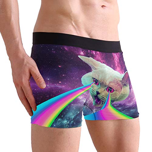 Zzkko Galaxy Cat Laser Mens Boxer Briefs Underwear Breathable Stretch Boxer Trunk With Pouch S #TOP3