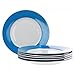 Van Well Vario Speiseteller-Set 6-teilig I Tafel-Service für 6 Personen I Flache ESS-Teller mit Ø 26,5cm I Porzellan-Service weiß mit Rand in Blau I Teller-Set mikrowellengeeignet