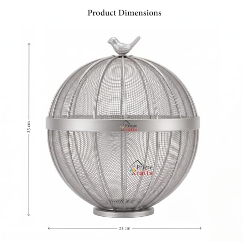 Image of Premium Fruit Basket for Kitchen, Dining Table | Trending Bird Design Fruit Basket with Lid | Decorative Bulbul Basket for Fruits, Vegetables and Snacks - Silver