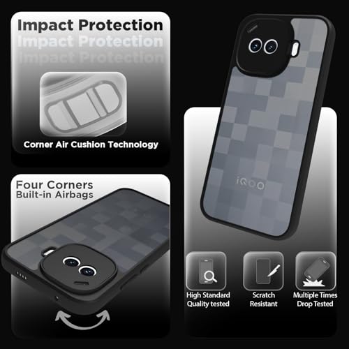 Image of RIGGEAR Shockproof Sleek Hybrid Armor Back Cover Case for iQOO 15R 5G (Smoke Black Matte PC + Black TPU Bumper)