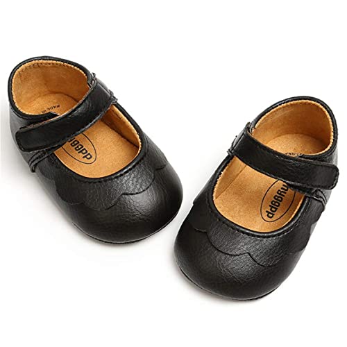 LAFEGEN Baby Girls Mary Jane Flats with Bownot Non Slip Soft Sole PU Leather Newborn Infant Toddler First Walker Cirb Dress Shoes