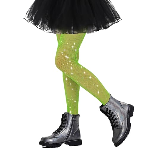 Image of Girls Sparkle Fishnet Tights Glitter Tights for Kids Toddler Rhinestone Stockings Halloween Star Pantyhose