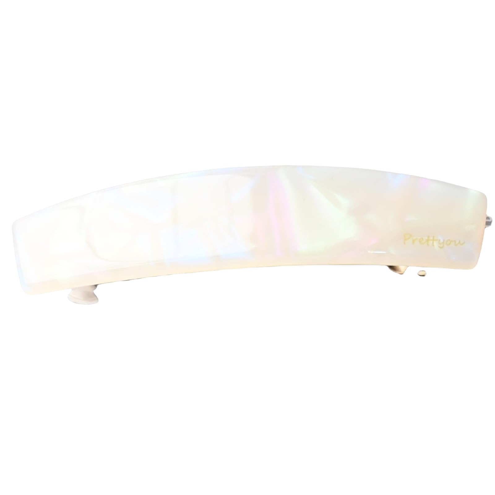 3.4inches French Hair Barrette Clip for Girls,Elliptical Shaped Acetate Hair Clips ， No Slip Hair Clip Barrette for Women (marble white)