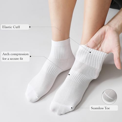 Men's Mesh Ankle Thin Socks (5-Pairs) - 95% Cotton Breathable, Stretch Fit Everyday Socks Casual - Size Fit 6-123