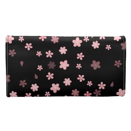 Image of AFPANQZ Womens Wallets, Cherry Blossom Leather Trifold Multi Card Holder Slots Wallet, Elegant Clutch Phone Holder Trifold Purses Zip Coins Pocket, Buckle Closure Clutch