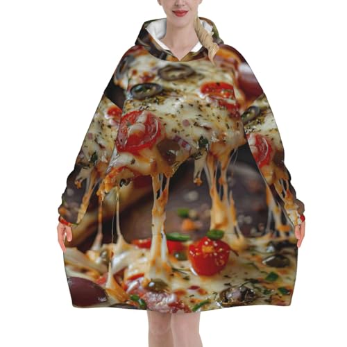 Couverture surdimensionnée pizza en tissu ultra doux et chaud pour adulte