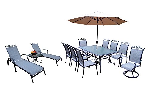 Ice Cooler Carts Az1002710605S2C6L2Et14005Cpbk4101Bk14-Bk Cascade Dining Set With Table, Stackable Chairs, Swivel Rockers, Chaise Lounges, Side Table,Umbrella And Stand, Black #TOP9