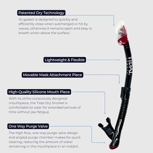 Pro Shot Tidal Dry Snorkel, Ligero, Fácil Respiración, Boca Confortable con Tecnología Dry para Snorkel y Buceo miniatura 2