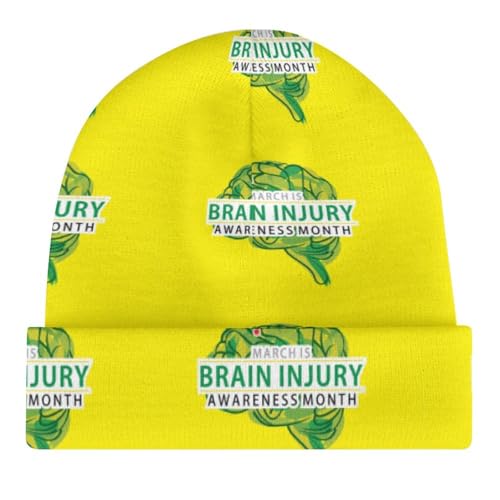 Brain Injury Awareness Month Kids Beanie Hat for for Girls Boys Children Cap Winter Knitted Chemo Cancer Headwear Accessories Gifts Decoration Black4