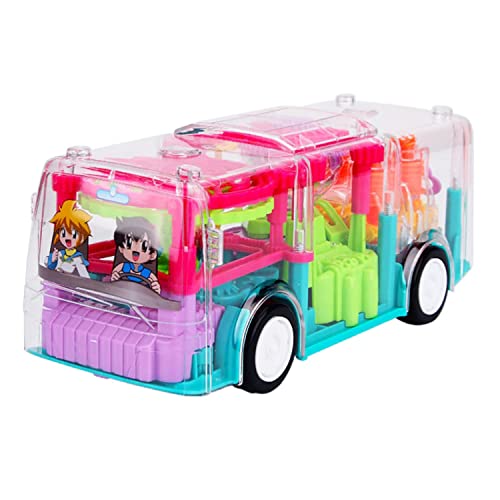 Goyal's Transparent Gear 3D Concept Toys - 360° Rotating Vehicle, Moving Gear Simulation Technology Real Sound and Colorful Lights Gear Toys for Kids 1 Year & Above (Gear Bus)
