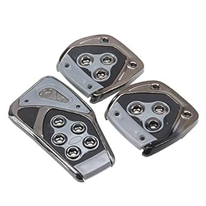 Oshotto 3 Pcs Non-Slip Manual CS-375 Car Pedals kit Pad Covers Set for All Cars (Grey)