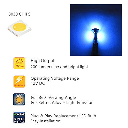 Wljh 6Pack Super Bright Ice Blue Canbus T10 Led Bulb 158 W5W 194 Powerful 3030 Chip Car Interior Reading Instrument Panel Cluster Light License Plate Side Marker Lights #TOP4