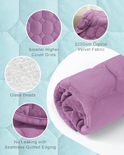 Image of Cottonblue Weighted Lap Blanket Pad 7 lbs 29 inch x 24 inch, Cozy Luxury Crystal Velvet Weighted Blanket for Adults, Small Weighted Blanket Throw All Season for Travel Relaxation Sleeping, Purple Blanket