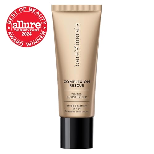 bareMinerals Complexion Rescue Tinted Moisturizer for Face with SPF 30, Full Size, Suede 04, Vegan, Cruelty-Free & Dermatologist-Tested