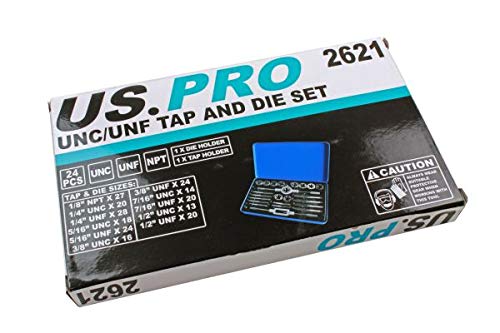 US PRO 24-teiliges UNC/UNF-Gewindeschneider-Set 2621